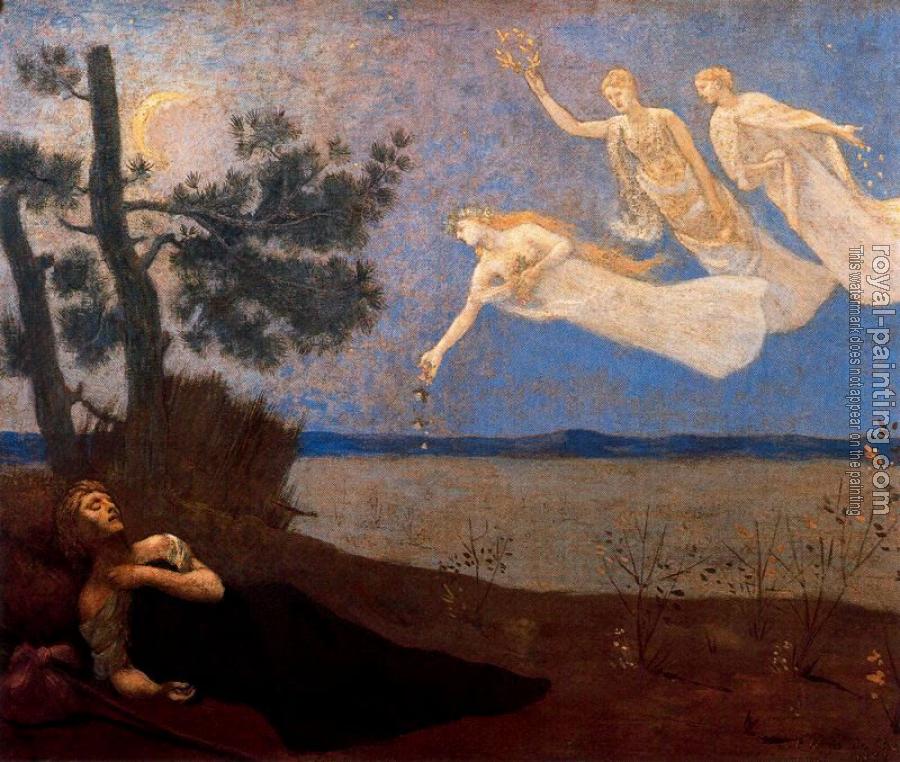 Pierre-Cecile Puvis De Chavannes : The Dream: In his sleep he Saw Love, Glory and Wealth Appear to Him